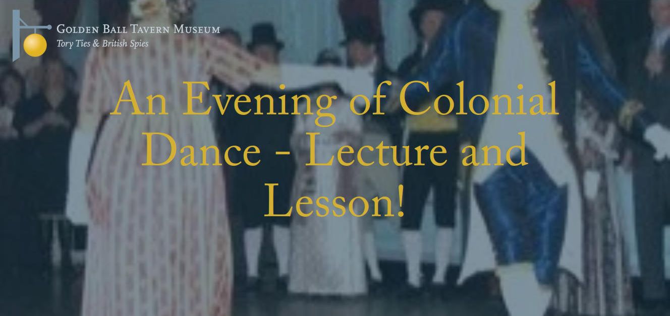 Golden Ball Tavern banner showing dancers in costume.